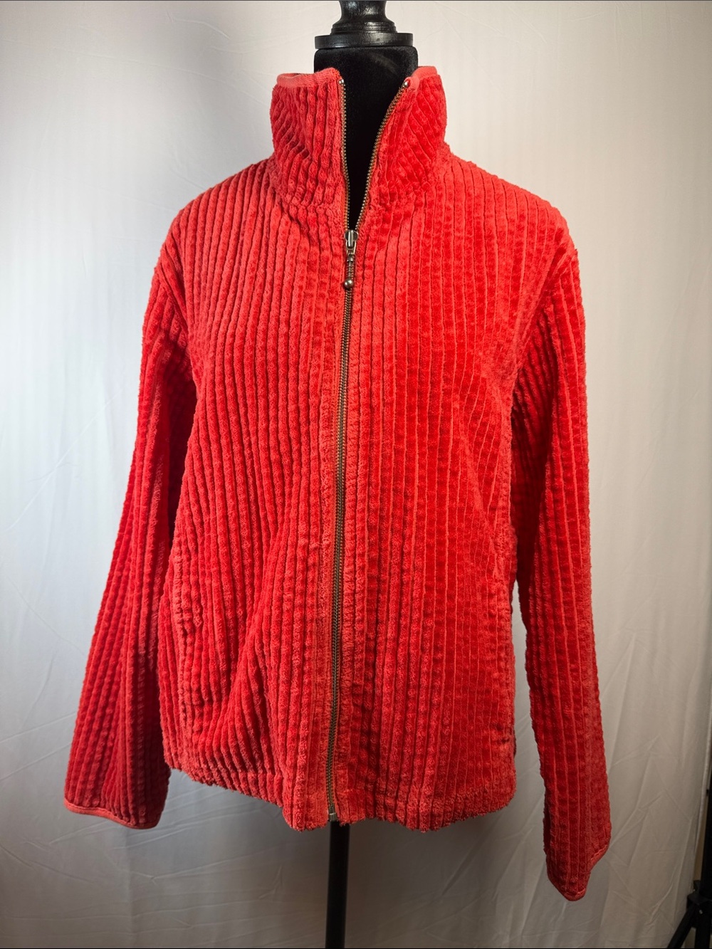 Woolrich Orange Wide Corduroy Zip-Up Bomber Jacket